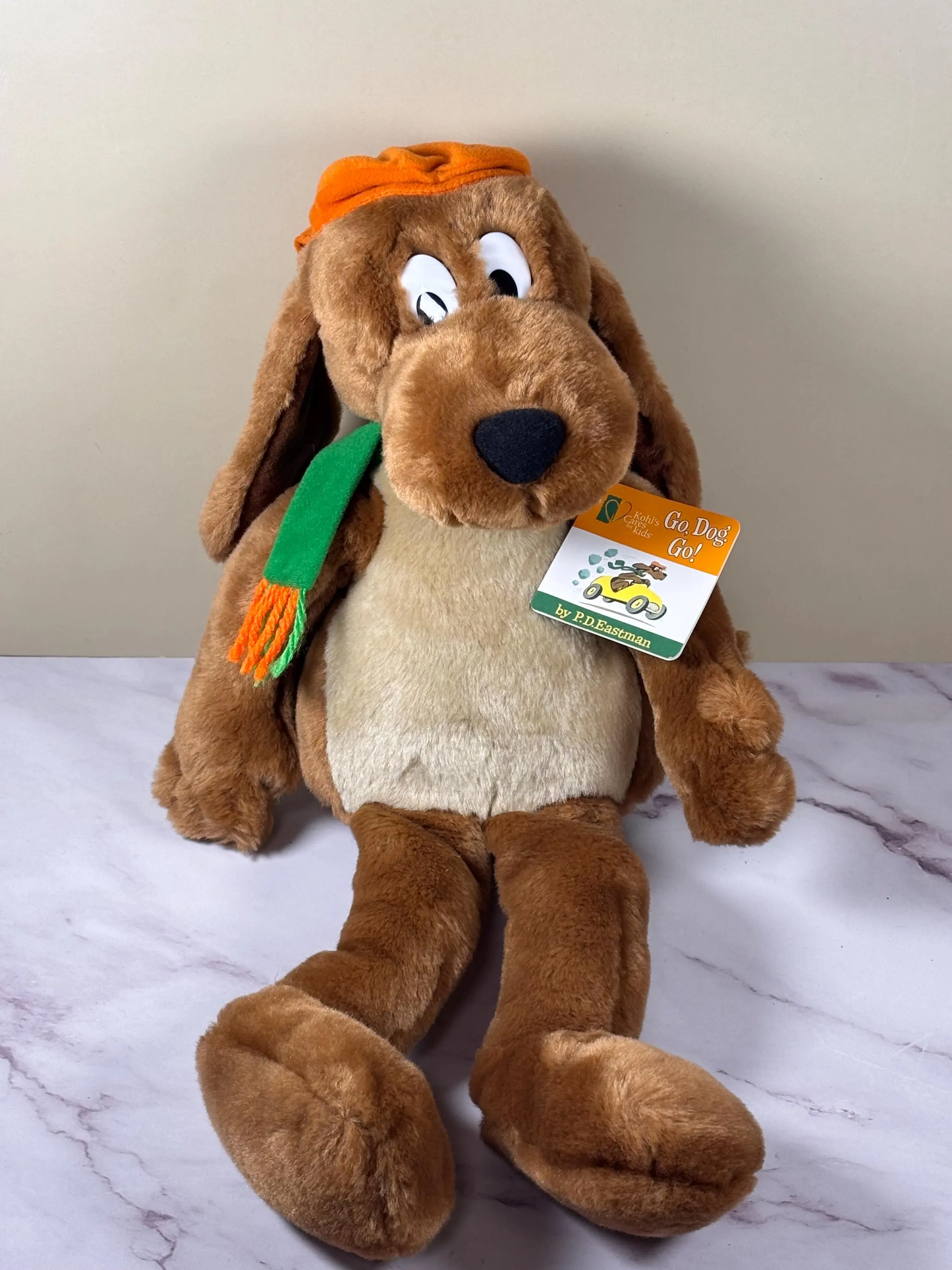 Kohls Cares Go Do Go Dog 17" Plush Orange Green Hat Scarf Stuffed Animal New