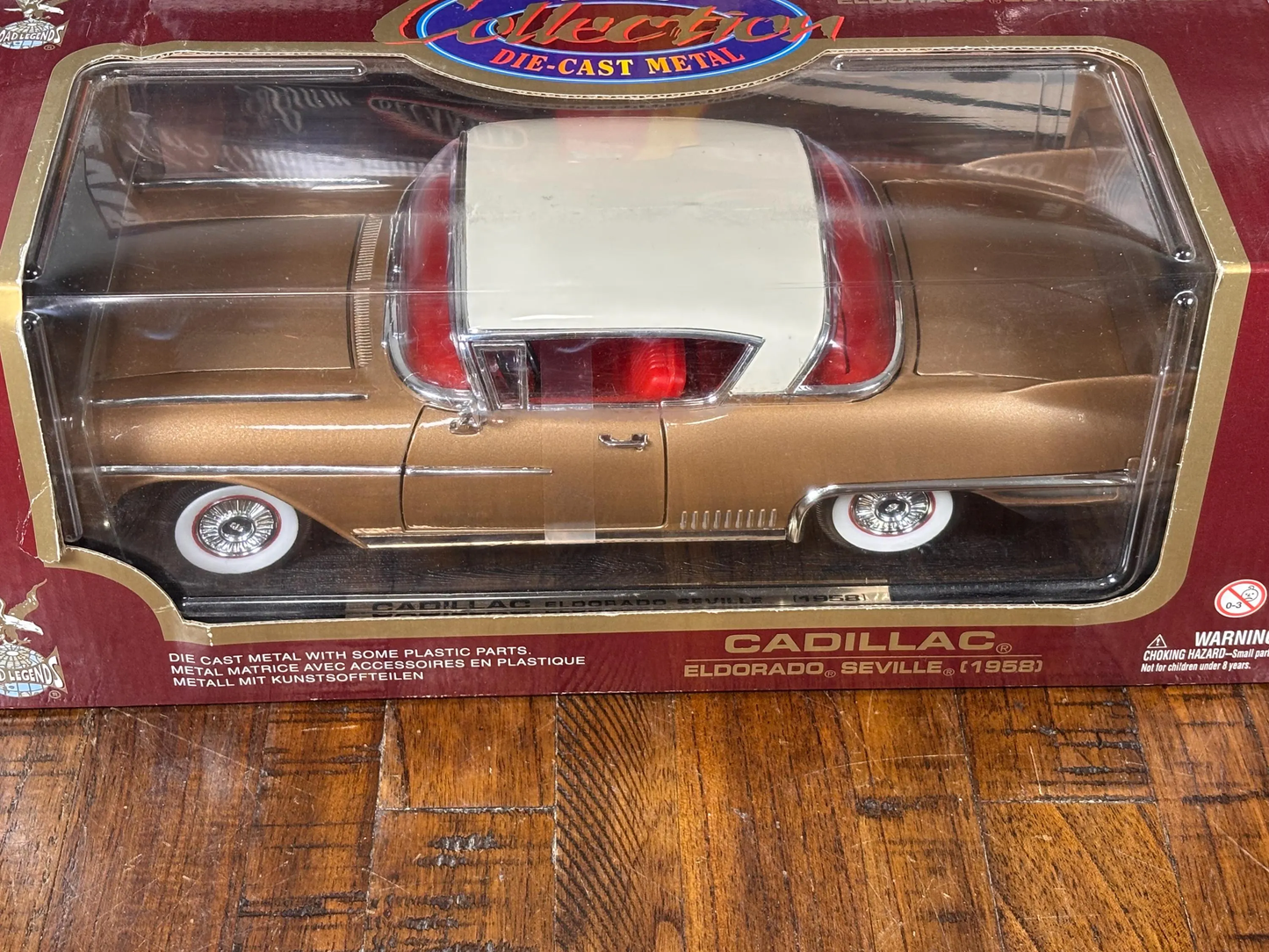 Road Legends 1958 Brown Cadillac Eldorado Seville Diecast Model Car 1:18 Scale