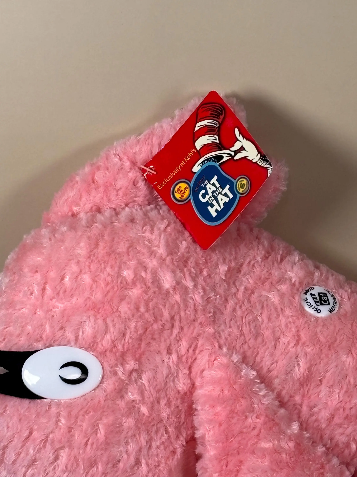 Kohls Cares Dr Seuss The Cat in The Hat Pink Fish Plush Stuffed Animal 15"