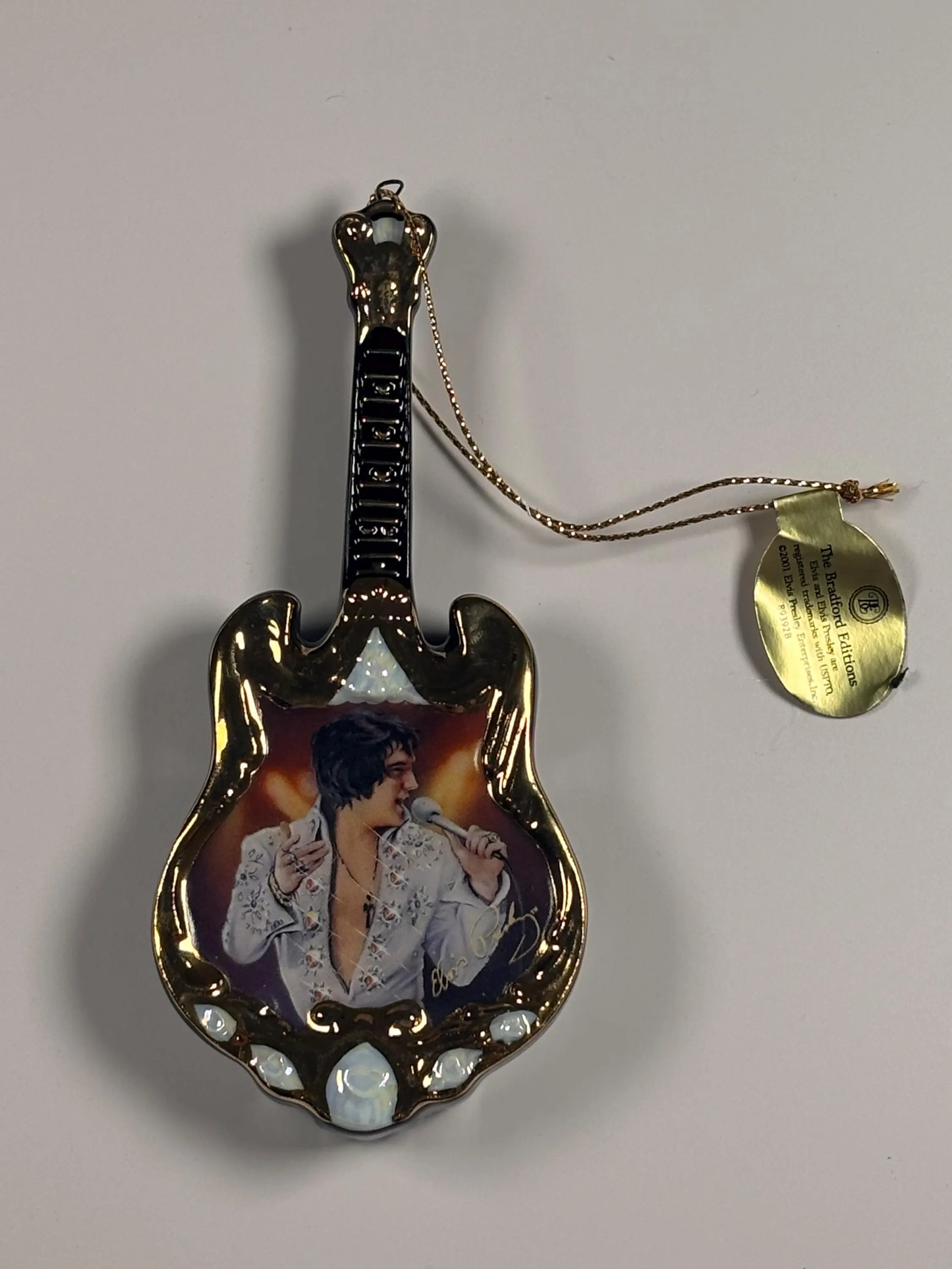 Bradford Exchange Elvis Presley Porcelain Guitar Ornament 2001 Inspiration
