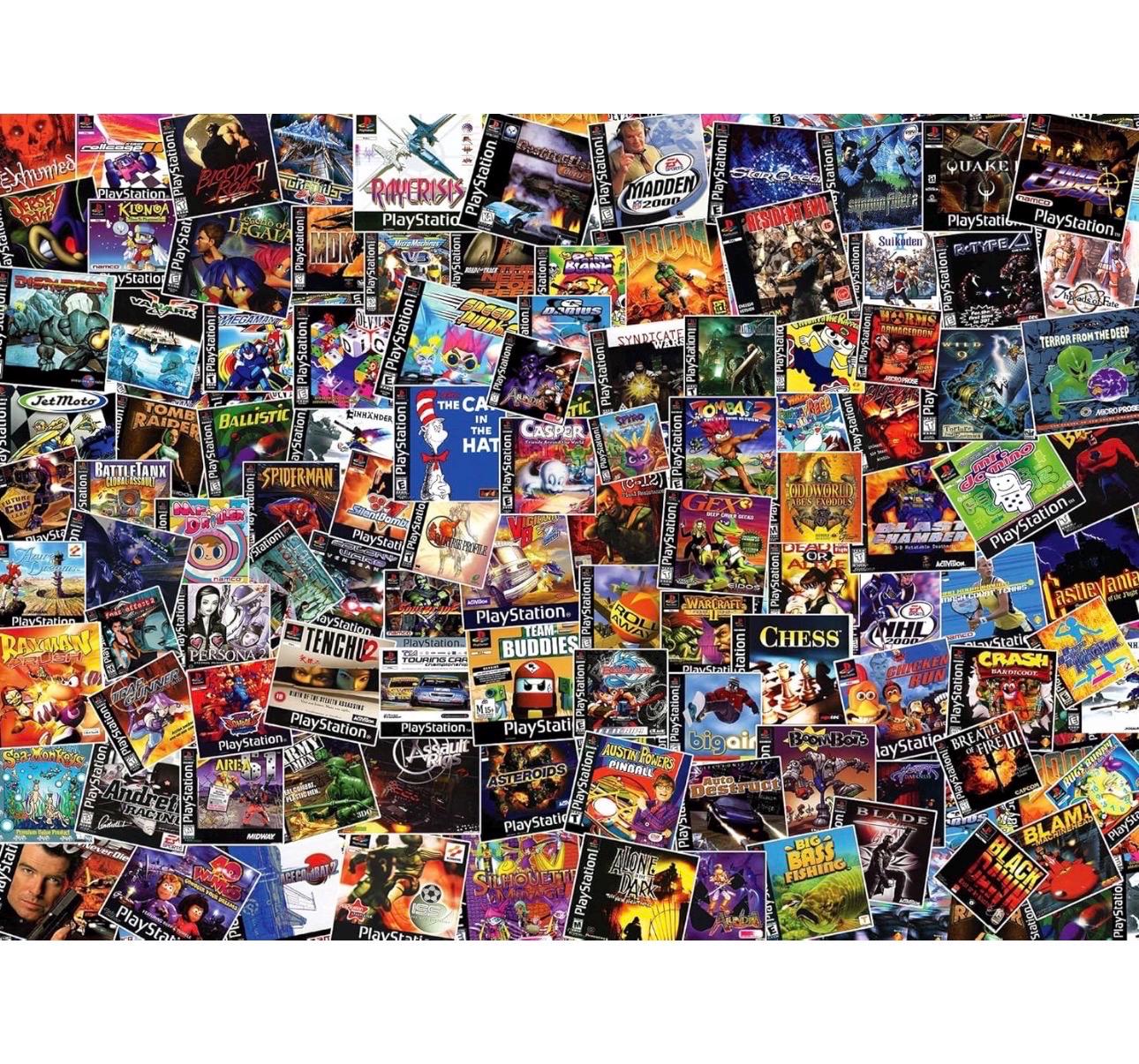 Let’s Go Play! Toynk PlayStation Video Game Box Collage 1000-Piece Jigsaw Puzzle New