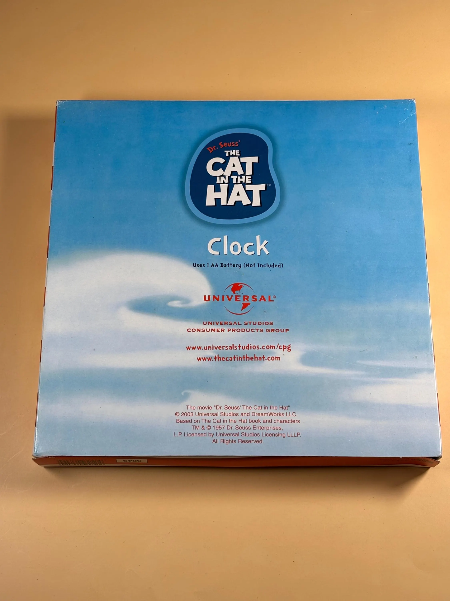 Dr. Seuss Cat In The Hat 2003 Universal Studios Wall Clock Round 9.5"