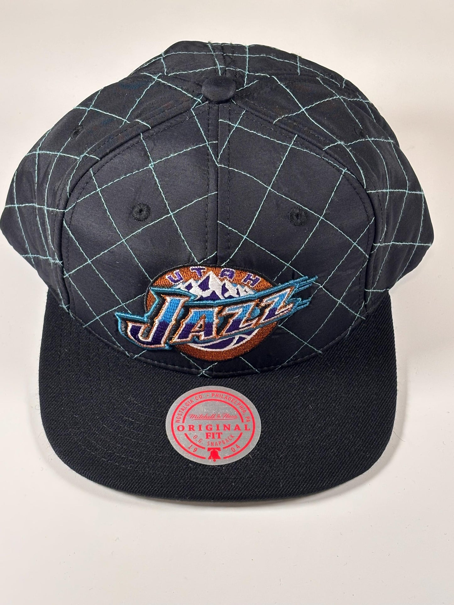 Mitchell & Ness Utah Jazz Quilted Taslan Adjustable Snapback Hat Cap Black New