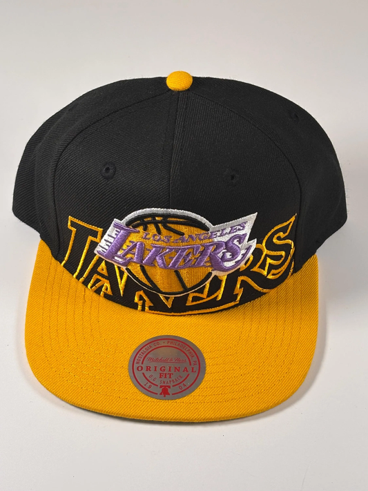 Mitchell & Ness LA Los Angeles Lakers Low Big Face Black Yellow Snapback New