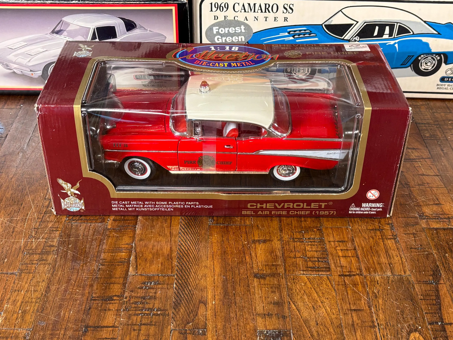 Road Legends 1957 Red Chevy Chevrolet Bel Air Fire Chief 1/18 Scale Die Cast Metal New