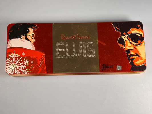 Elvis Presley Russell Stover Christmas Candy Tin Collectible Box 1997 Vintage 12x5”