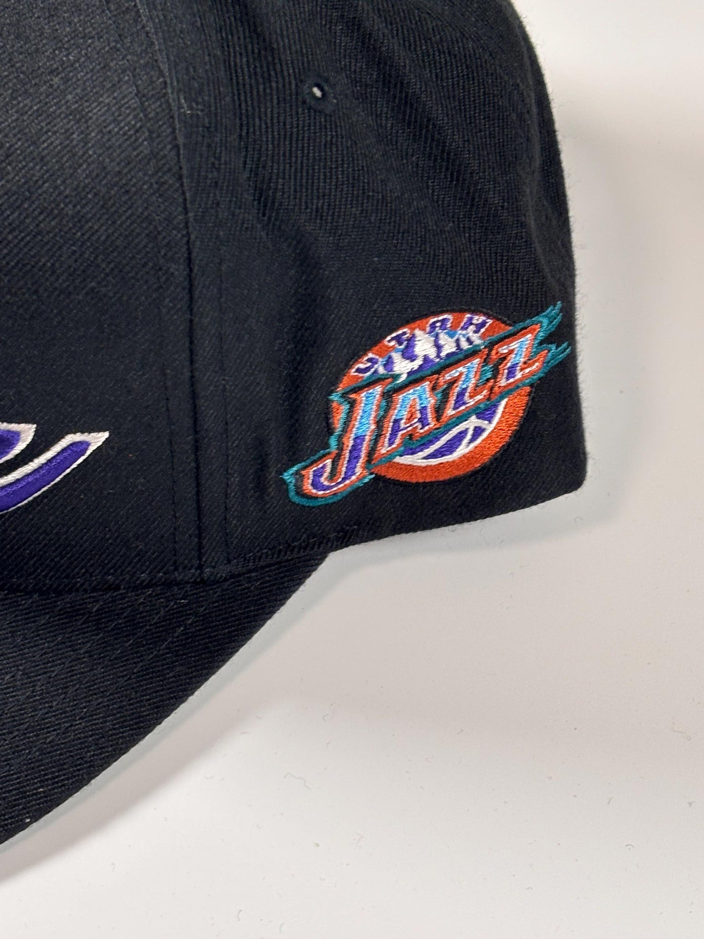 Mitchell & Ness Utah Jazz Black Hardwood Foundation Script Snapback Hat New