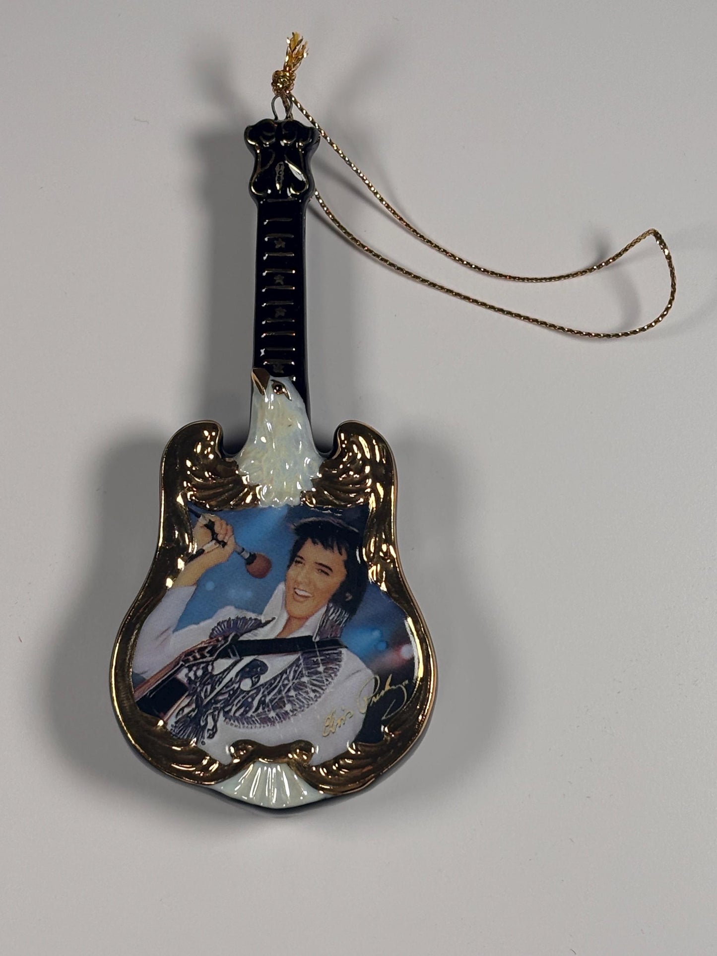 Bradford Exchange Elvis Presley Porcelain Guitar Ornament 2001 The Phoenix