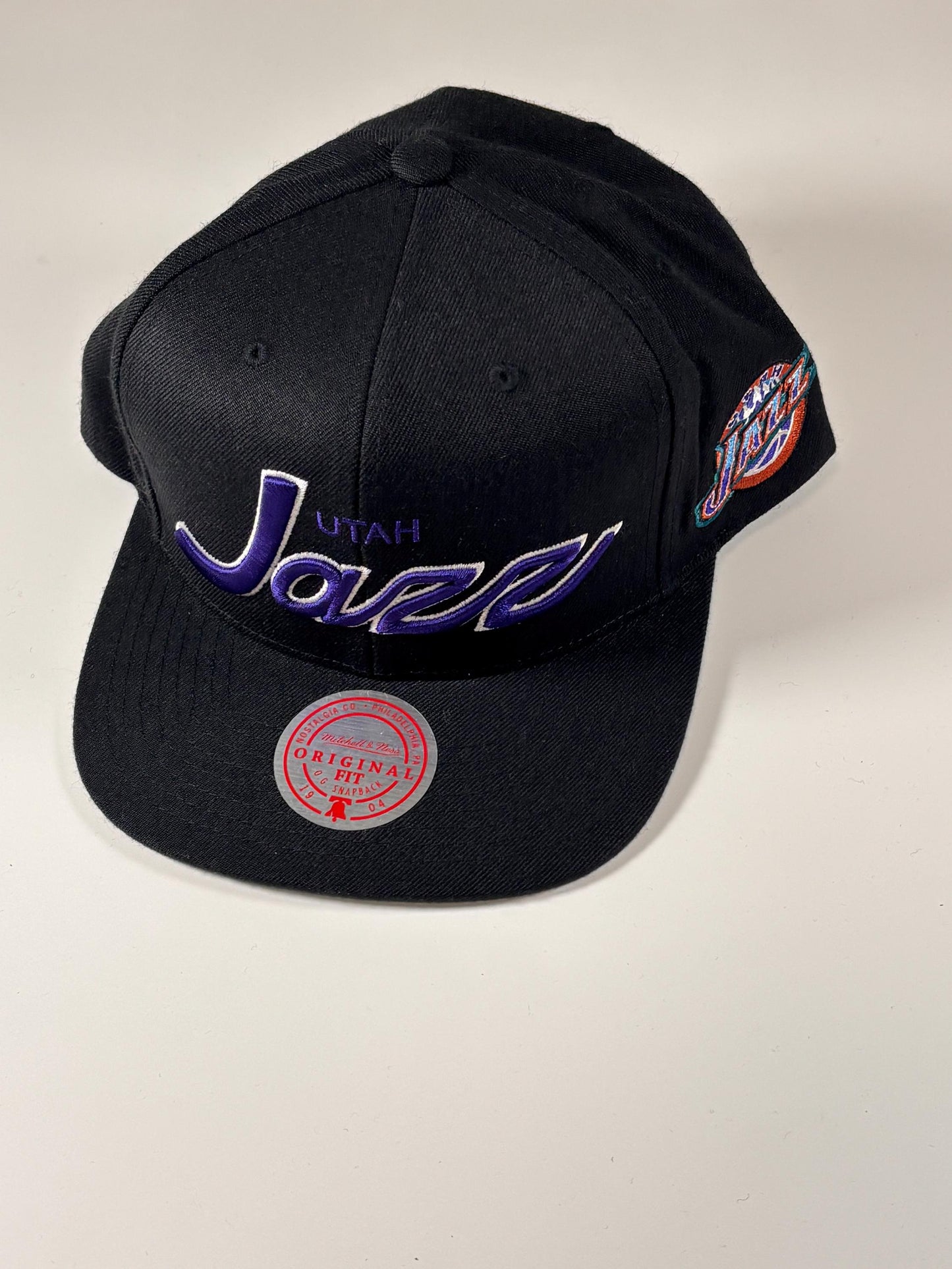 Mitchell & Ness Utah Jazz Black Hardwood Foundation Script Snapback Hat New