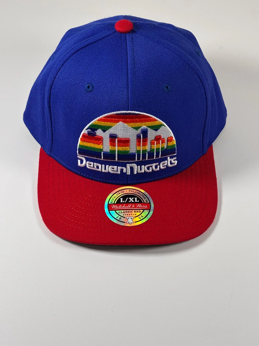 Mitchell & Ness Royal Red Denver Nuggets Hardwood Fitted Two-Tone 2.0 Hat New
