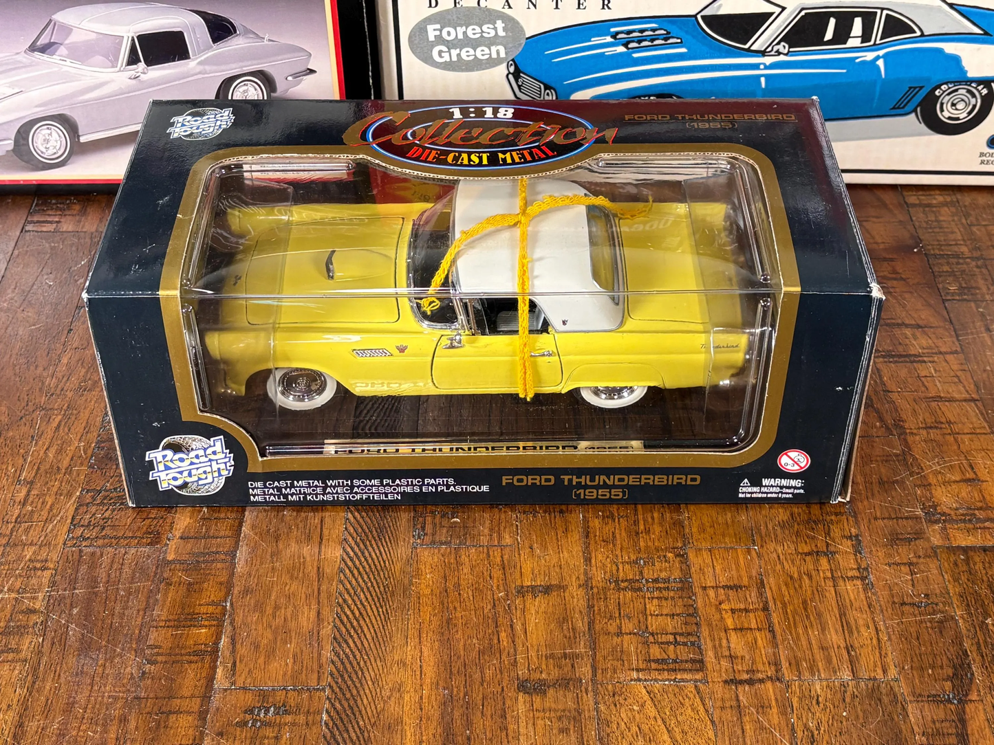 Road Tough 1955 Ford Thunderbird Convertible Yellow 1/18 Scale Diecast Car