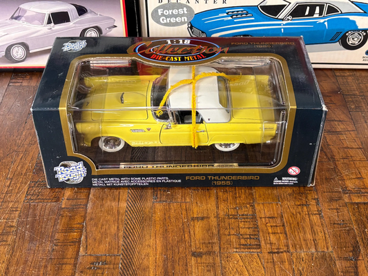Road Tough 1955 Ford Thunderbird Convertible Yellow 1/18 Scale Diecast Car